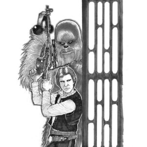 Han Solo and Chewbacca A5 Print
