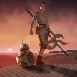 'Jakku Dawn' Rey and BB-8 A3 Print